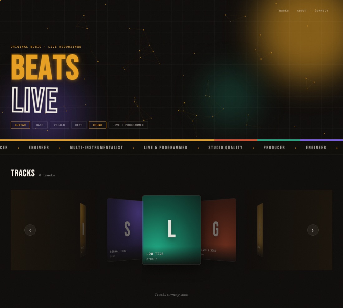 Beats Live producer showroom website